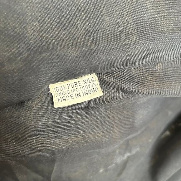 Vintage Handmade Silk Beaded Jacket M Gold India Wearable Art Collector Piece - Picture 10 of 16